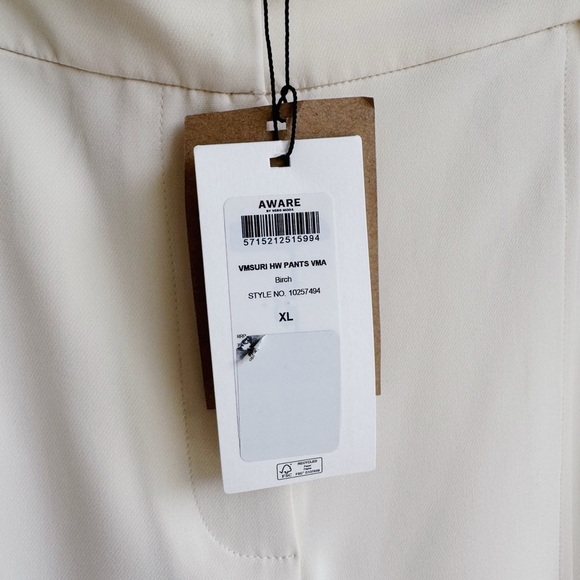 NWT VERO MODA AWARE Suri Split-Front Wide Leg Trousers | Size XL | Cream/Ivory - Picture 8 of 8